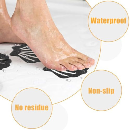 12Pcs Grey Bathtub Stickers Non Slip | Shell Shaped, Safety Shower Treads, Adhesive, For Bathroom Bathtub & Shower Floor - color: Grey