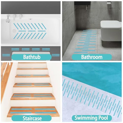 24Pcs Safety Bathtub Strips, Adhesive Non Slip Bathtub Stickers Anti Slip Shower Stickers, Safety Adhesive Strips for DIY, Stair, Floor (Blue) - color: Blue
