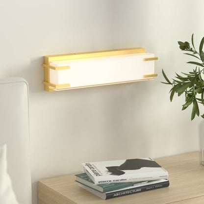 LED Bathroom Light Fixtures Over Mirror 16” Vanity Light with Milky White Lampshade 4000K Daylight Gold Bath Bar (Gold) - color: Gold, size: 16"
