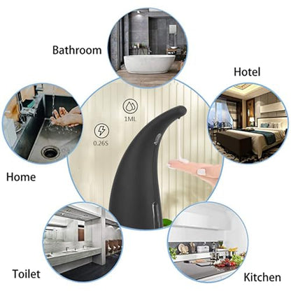 Soap Dispenser,Touchless Bath Kitchen Countertop Automatic Soap Dispenser with Infrared Motion Sensor,IPX6 Waterproof.Perfect for Bathroom and Kitchen. - color: Black-fixed Dispenser