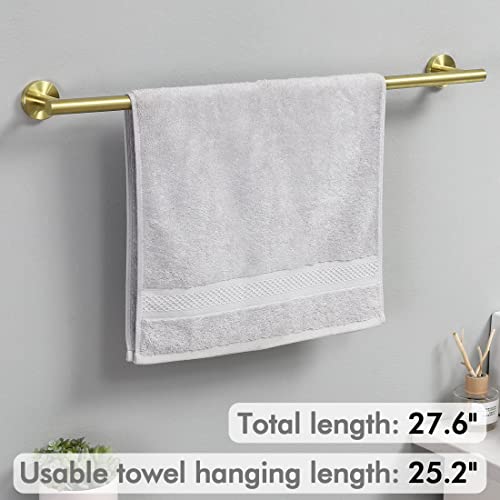 KES 25.2 Inches Towel Bar for Bathroom, Hand Towel Holder, Towel Bar | Wall Mount, SUS304 Stainless Steel Brushed Gold, Total Length 27.6 Inch, A2000S70B-BZ - color: Brushed Gold, size: 27.6 Inch