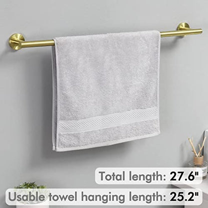 KES 25.2 Inches Towel Bar for Bathroom, Hand Towel Holder, Towel Bar | Wall Mount, SUS304 Stainless Steel Brushed Gold, Total Length 27.6 Inch, A2000S70B-BZ - color: Brushed Gold, size: 27.6 Inch