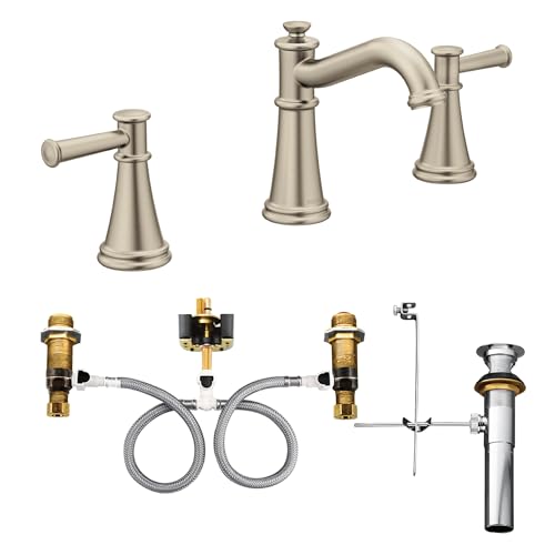 Moen Belfield Polished Nickel Two-Handle Widespread Bathroom Faucet Trim Kit, Valve Included, TV6405NL - color: Polished Nickel