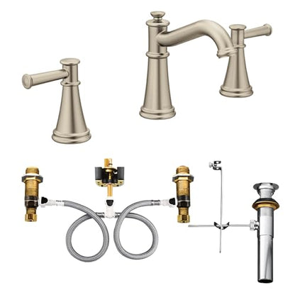 Moen Belfield Polished Nickel Two-Handle Widespread Bathroom Faucet Trim Kit, Valve Included, TV6405NL - color: Polished Nickel