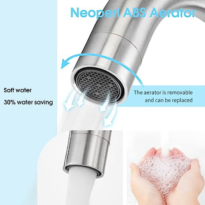 CREA Bar Sink Faucet, Bathroom Kitchen Faucet Brushed Nickel Pre Wet Small Mini Kitchen Bath Utility Marine Faucet Single Hole Stainless Steel Farmhouse Vanity Lavatory Faucets Outdoor - color: Brushed Nickel