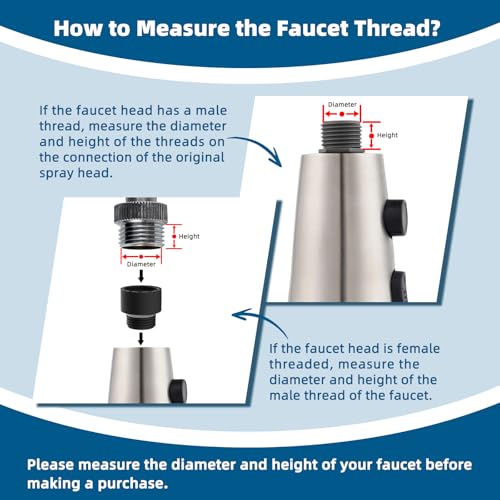 Hibbent 15 Pieces Pull Down Kitchen Faucet Head Adapter Kits with Curved Adapter, Multiple Sink Spray Head Adapters Compatible with Moen, American Standard, Delta, Kohler Faucets