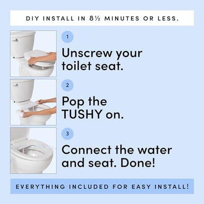 TUSHY Classic 3.0 Bidet Toilet Seat Attachment, Bamboo Knob | Non-Electric, Self Cleaning Water Sprayer, Adjustable Pressure Nozzle, Angle Control, Easy Home Installation - color: White/Bamboo, style: Cool Water