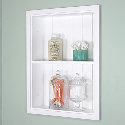 14x18 Sloane Recessed Wall Niche Medicine Cabinet Replacement, in The Wall Bathroom Cabinet Insert Shelf/Shelves, Made in North America, Real Wood, NO MDF, White Beadboard Back - color: White, size: 14x18