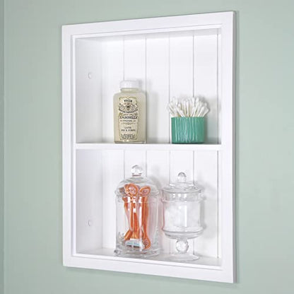 14x18 Sloane Recessed Wall Niche Medicine Cabinet Replacement, in The Wall Bathroom Cabinet Insert Shelf/Shelves, Made in North America, Real Wood, NO MDF, White Beadboard Back - color: White, size: 14x18