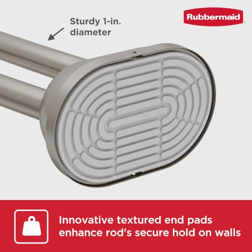 Rubbermaid Double Curved Shower Curtain Rod, No Drill, 50-72 Inches Adjustable Tension Shower Rod for Bathroom, Non-Slip, No Rust, Nickel - color: Nickel