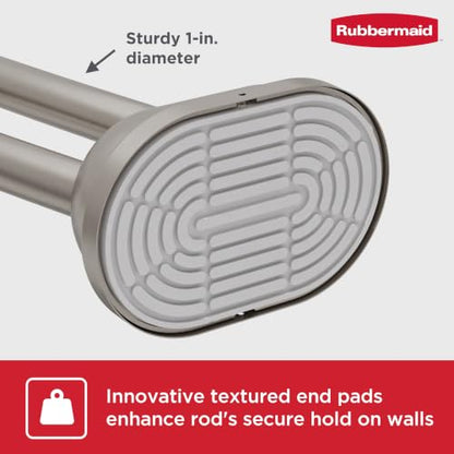 Rubbermaid Double Curved Shower Curtain Rod, No Drill, 50-72 Inches Adjustable Tension Shower Rod for Bathroom, Non-Slip, No Rust, Nickel - color: Nickel