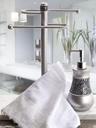 Creative Scents Crackled Glass Silver Hand Soap Dispenser for Bathroom, | Decorative Countertop Lotion Dispenser, Elegant Liquid Soap Dispenser with Sturdy Pump for Classic Bathroom Décor - style: Soap Dispenser