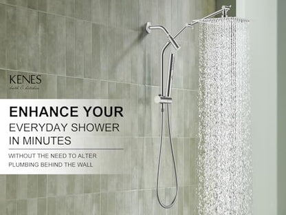 Brushed Nickel 10 Inch All Metal Rain Shower Head with Handheld Spray | High Pressure Rainfall Shower Head wih Adjustable Extension Arm, Dual Showerhead Set with 60" Shower Hose, Square Rainfall - color: Brushed Nickel