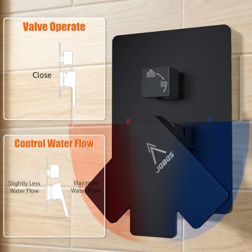 Shower System Modern Rain 8 inches Brass Faucet Set With Valve and Diverter Shower Mixer With Handheld High Pressure Square Rainfall Shower Valve (8'' Wall Mount, Matte Black) - color: Matte Black, style: 8'' Wall Mount