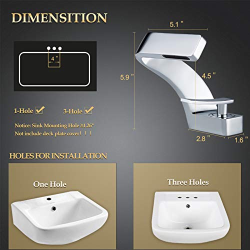 becola Chrome Bathroom Sink Faucet, Single Hole Faucet for Bathroom Sink, Solid Brass Single Handle Lavatory Vanity Sink Faucet with Two US Standard 3/8" Hoses - color: Chrome