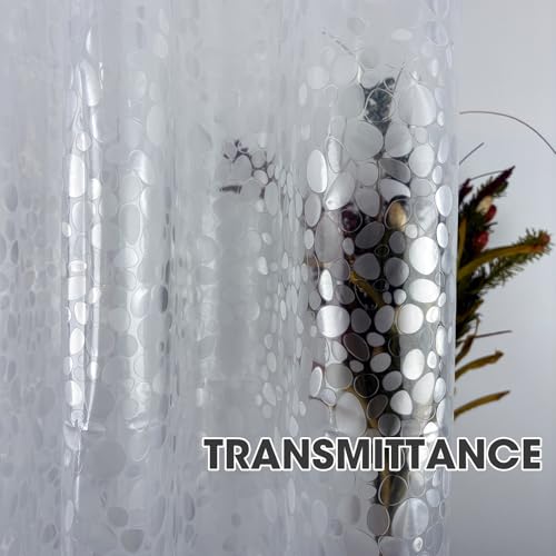 Clear Plastic Shower Curtain Liner, 3D Pebble, 70x72 in, 1 Pack | 100% waterproof, PEVA, modern 3D pattern, 12 rust-free pouch holes, fits standard tubs, for home, hotel, dorm - color: Pebble-clear