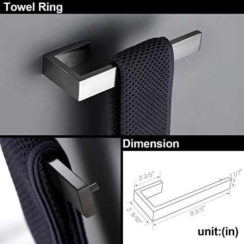 BAGNOLUX Brushed Nickel Bathroom Hardware Set 4 Pieces, Bath Towel Holder Set SUS304 Stainless Steel, Towel Racks Set for Wall Mount, Square Bathroom Accessories Set Towel Bar Heavy Duty - color: Brushed Nickel-b