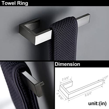 BAGNOLUX Brushed Nickel Bathroom Hardware Set 4 Pieces, Bath Towel Holder Set SUS304 Stainless Steel, Towel Racks Set for Wall Mount, Square Bathroom Accessories Set Towel Bar Heavy Duty - color: Brushed Nickel-b