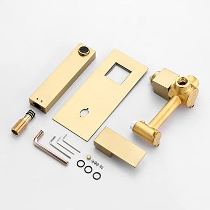 SUMERAIN Wall Mount Bathroom Sink Faucet, Brushed Gold | Rough in Valve Included, Left-Handed Single Handle - color: Brushed Gold, size: Left-Handed