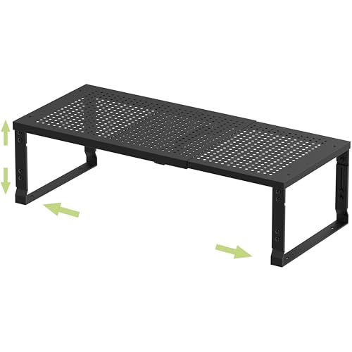 Jojocross Adjustable Expanable Stackable Spice Rack Shelf Pantry Storage Organizer for Kitchen Cabinet,Countertop,Bathroom and More.Space is no Longer Limited(1Pack/Black/Medium) - color: 1pack/Black, size: MEDIUM:8.1"D x 16.5"W x 8.3"H