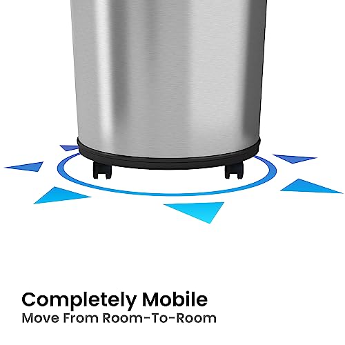 iTouchless Glide 18 Gallon Sensor Trash Can with Wheels and Odor Control System, Stainless Steel, 68 Liter Automatic Kitchen Bin and Office Garbage Can (Powered by Battery or Optional AC Adapter) - color: Silver, 18 Gal