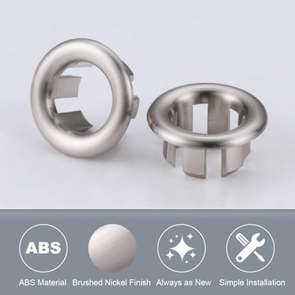 Sink Overflow Ring Brushed Nickel: ARCORA 2 Pack Bathroom Kitchen Sink Basin Trim Overflow Cover Hole Insert Cap - color: Brushed Nickel-2 Pack