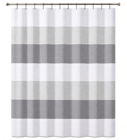 Dainty Home Ombre Waffle Weave Shower Curtain 70 x 72 Grey Textured Fabric Shower Curtain, Hotel Style Waffle Weave Bathroom Curtain, Water Resistant Polyester Ombre Shower Curtain - color: Grey Smoke