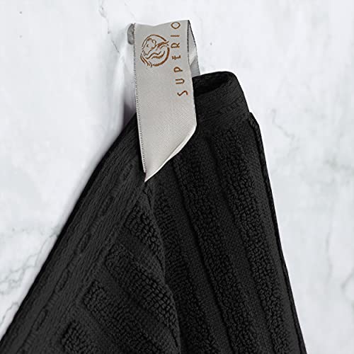 Superior Cotton 2-Piece Solid and Ribbed Bath Sheet Set, Bath Sheets- 34" x 68", Black - color: Black, size: Bath Sheet 2-Pack