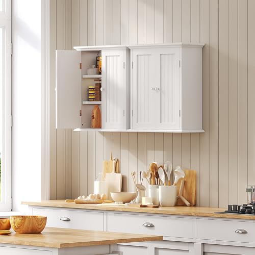 ChooChoo Bathroom Wall Cabinet with 2 Doors, Over The Toilet | 8.8"D x 21.1"W x 24"H, Medicine Cabinet, Adjustable Shelves, Cupboard, White - color: White, size: 8.8"D x 21.1"W x 24"H