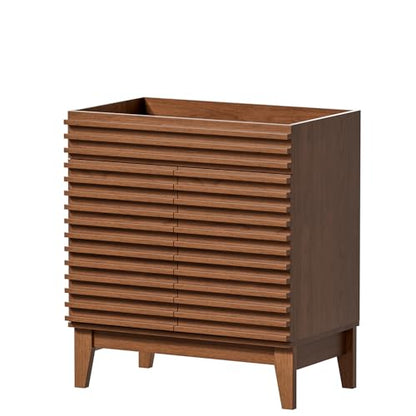 APRILSOUL 30" Bathroom Vanity, Mid-Century Bathroom Vanity Cabinet with 2 Soft Closing Doors, Freestanding Bathroom Cabinet, Particleboard Frame with Wood Grain Laminate, Walnut (Sink Not Included) - color: Walnut, size: 30 Inch