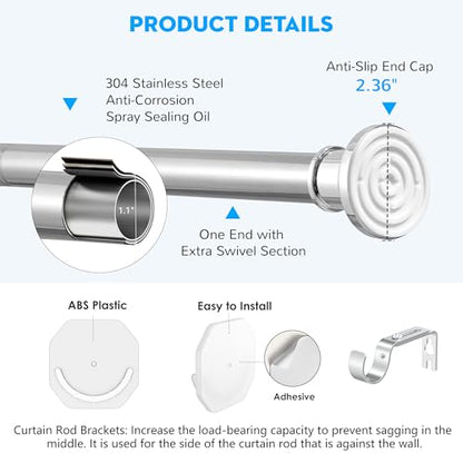 Outdoor Tension Rods No Drilling Curtain Patio Shower Bathroom Curtain Rod Windows Heavy Duty 30-120 Inch Adjustable 1.1 Inch Diameter Thick Spring No Rust - color: Silver, size: 30-120 inches