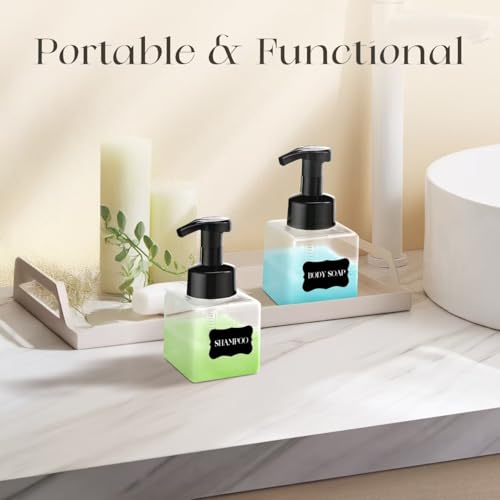 30 pcs 8.5 oz Foaming Soap Dispenser Plastic Foaming Pump Bottle, Refillable Dispenser with Plastic Pump, Empty Hand Bottles for Liquid Soap, Shampoo, Bathroom,Hotel,Restaurant (30, Transparent) - color: Transparent, size: 30