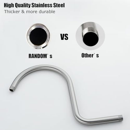RANDOM S Shaped Shower Head Riser Pipe,Goose Neck Shower Arm 13 Inch Shower Head Extension Arm with Flange,Standard 1/2" Connection,Brushed Nickel.RD-91098-13BN - color: Brushed Nickel