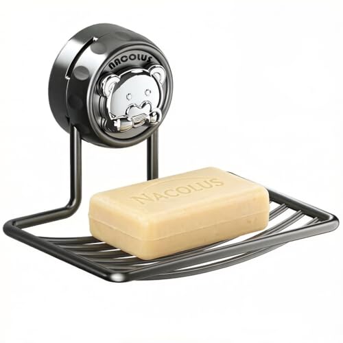 NACOLUS Silver Bear Soap Holder, No Drill Adhesive Wall Mounted Soap Dish for Shower, Rustproof Metal Grid Design for Fast Drying, Quick Install for Bathroom Shower Kitchen(1, Gray) - color: Gray