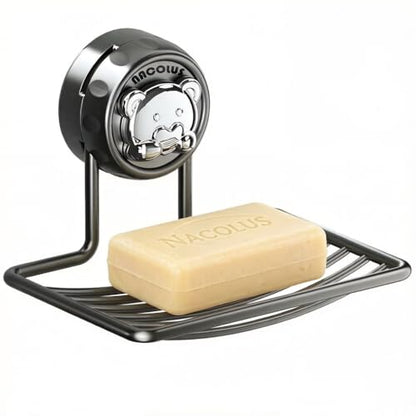 NACOLUS Silver Bear Soap Holder, No Drill Adhesive Wall Mounted Soap Dish for Shower, Rustproof Metal Grid Design for Fast Drying, Quick Install for Bathroom Shower Kitchen(1, Gray) - color: Gray