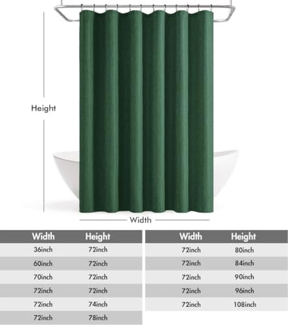 ANRODUO Dark Green Extra Long Linen Fabric Shower Curtain Set - W72xL108 | Farmhouse Shower Curtain with 12 Metal Hooks, Waterproof Heavy Duty, Button Hole Design, Machine Washable for Bathroom - color: Dark Green, size: 72"W x 108"L (Pack of 1)
