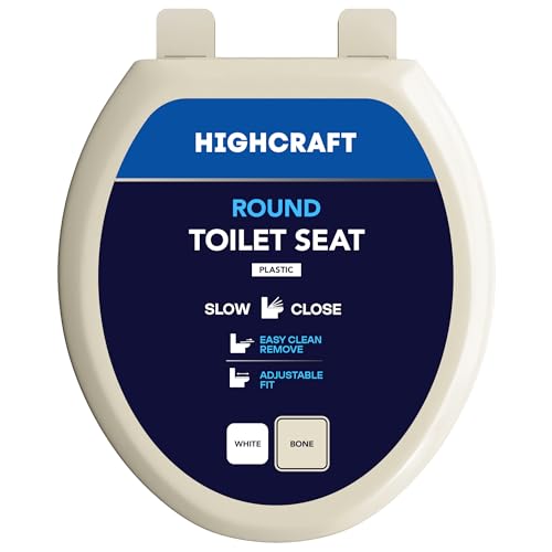 Highcraft B4TSPR Round Plastic Toilet Seat Slow Close ? Easy Remove, Bone - color: Bone, size: Round Plastic