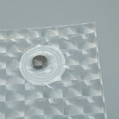 NTBAY EVA Shower Curtain Liner, 72 x 72, 6 Gauge, Clear Water Cube | Water-repellent EVA Liner with 3 Bottom Magnets, 12 Reinforced Grommets, and 12 Plastic Hooks - color: Clear Patterned, size: 72"W x 72"L (Pack of 1)