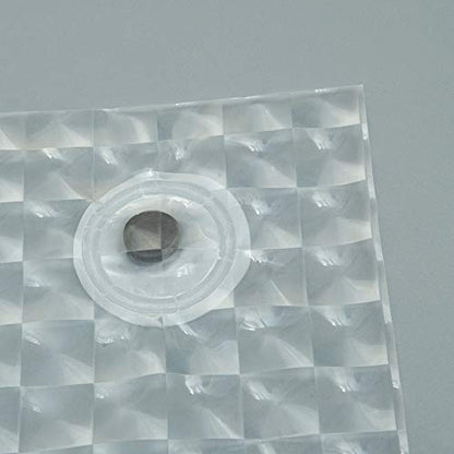 NTBAY EVA Shower Curtain Liner, 72 x 72, 6 Gauge, Clear Water Cube | Water-repellent EVA Liner with 3 Bottom Magnets, 12 Reinforced Grommets, and 12 Plastic Hooks - color: Clear Patterned, size: 72"W x 72"L (Pack of 1)