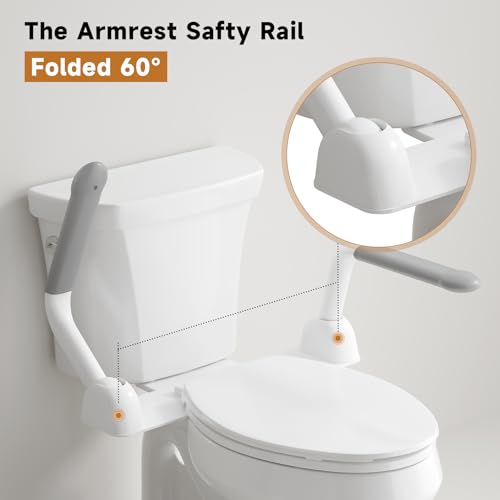 Toilet Safety Rails for Seniors, Super Heavy Duty Handicap Toilet Rails with Foldable Handles, Toilet Safety Frame Rails with Arms for Disabled Pregnant, Toilet Assistance for Elderly