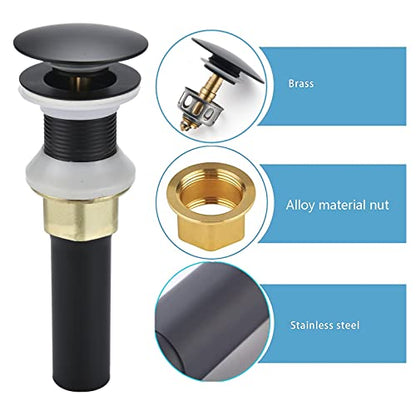 Rockgoya Bathroom Sink Drain,5 Pack Drain Stopper Bathroom Sink Without Overflow,Pop Up Drain Assembly with Detachable Strainer Basket,Built-in Anti-Clogging Strainer,Stainless Steel Mattle Black - color: Mattle Black-5 Pack, style: Without Overflow