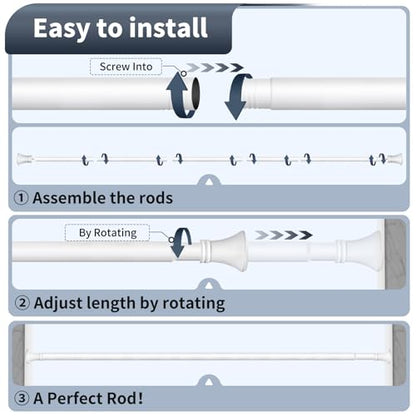 White Shower Curtain Rod 36-68 Inch(3-5.67ft), No Slip No Drill Stainless Steel Spring Tension Curtain Rod, No Rust Shower Rod Adjustable For Bathroom closet - color: White, size: 36"-68"