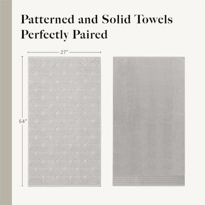 Modern Threads 6 Piece Cotton Bath Towel Set – Ultra Soft 550 GSM Towels – Bathroom Set with Hand Towels and Washcloths – Geometric (Silver Cloud) - color: Silver Cloud, style: Geometric