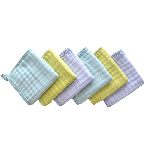 Baby Washcloths, Soft Absorbent Cotton Burp Cloths, Burping Cloth for Newborn Sensitive Skin,12x12 inches, 6 Pack (Blue,Green,Purple) - color: Blue,green,purple