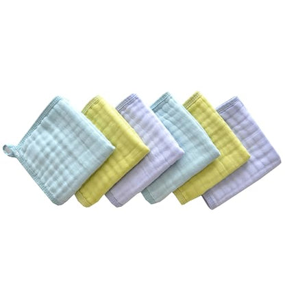 Baby Washcloths, Soft Absorbent Cotton Burp Cloths, Burping Cloth for Newborn Sensitive Skin,12x12 inches, 6 Pack (Blue,Green,Purple) - color: Blue,green,purple