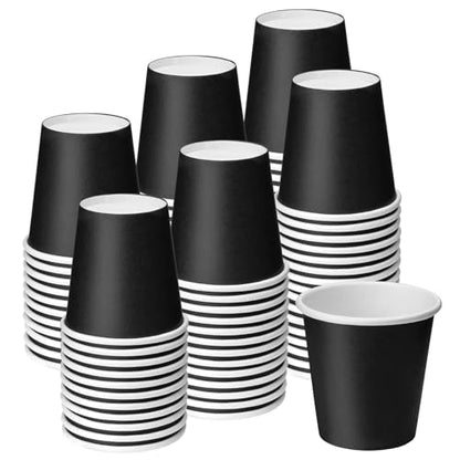 100 Pack 3 oz Disposable Paper Cups, Black Bathroom Cups | Disposable Mouthwash Cups, Small Paper Cups for Bathroom, Office, Travel, Party, Picnics, Snack, Espresso - color: Black, size: 100 Count