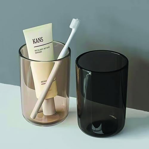 Translucent cup(Set of 2) - Reusable Drinking Glasses - Dishwasher Safe Tumbler - Toothbrush Organizer - Bathroom Tumbler Cup (Black & Teal)