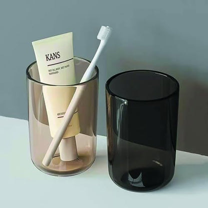 Translucent cup(Set of 2) - Reusable Drinking Glasses - Dishwasher Safe Tumbler - Toothbrush Organizer - Bathroom Tumbler Cup (Black & Teal)