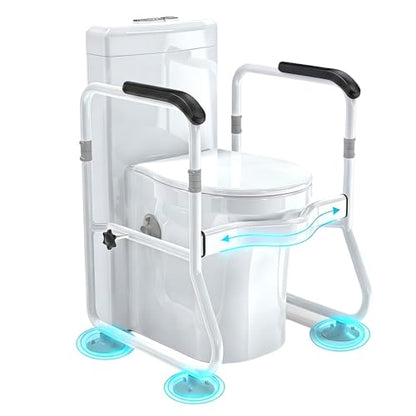 Toilet Safety Rails for Seniors, Adjustable Toilet Safety Frame, 330 lb | Tool-Free Plug & Lock Installation