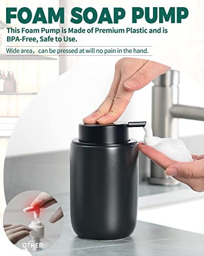 BosilunLife Black Foam Soap Dispenser, Hand Pump Dispenser for Kitchen Sink | Ceramic Foaming Hand Wash Dispenser for Bathroom Modern Farmhouse Small Soap Dispenser Lotion - color: Black-foam Pump